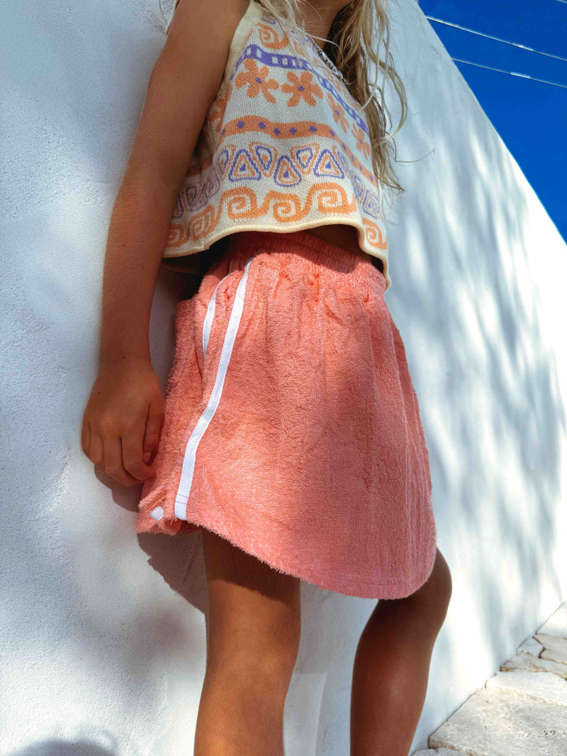 Retro Summer towel skirt - Girls - Coral