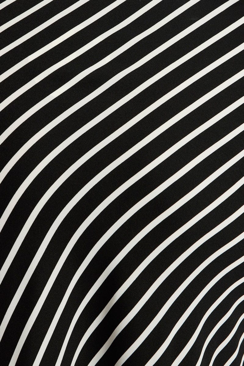 Black Stripe Bias Stripe Maxi Skirt