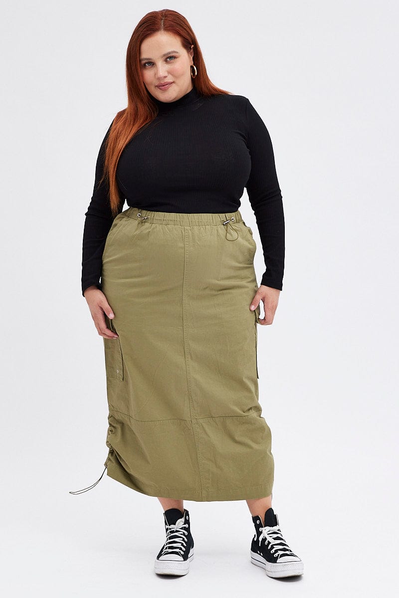 Green Maxi Skirt Parachute