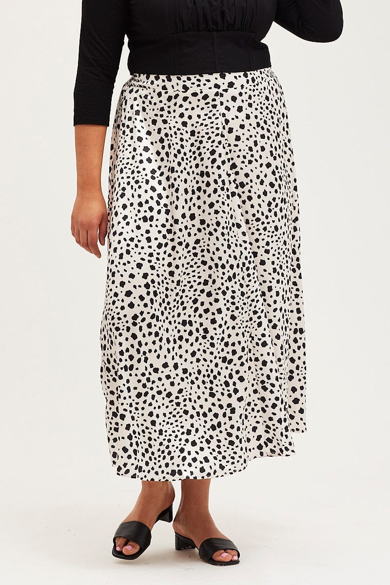 Geo Print Midi Satin Skirt