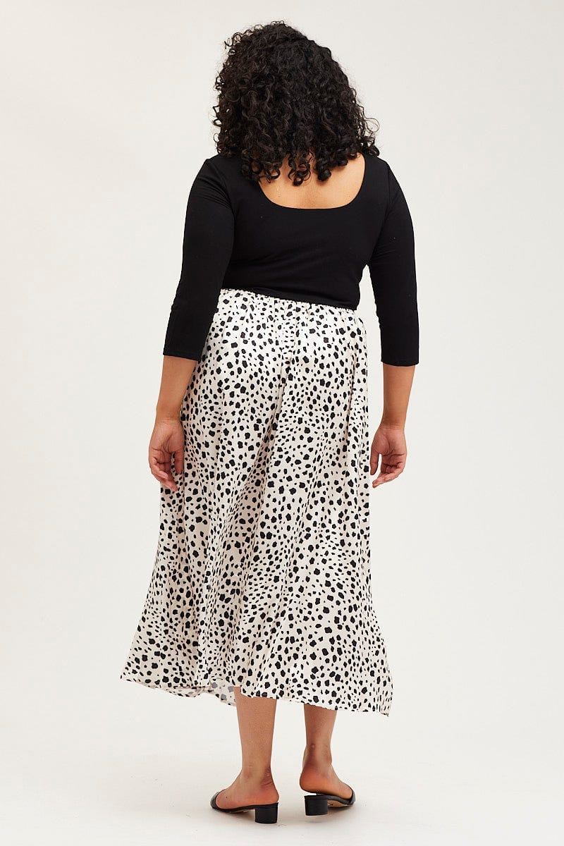 Geo Print Midi Satin Skirt