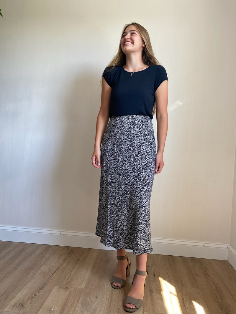 Fall Flowers Midi Skirt