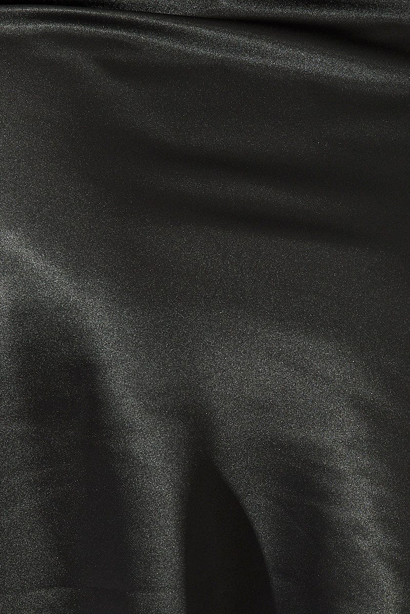 Black Lace Trim Satin Skirt