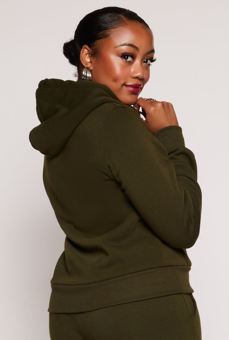 Plus Size Sherpa Lined Zip Front Hoodie