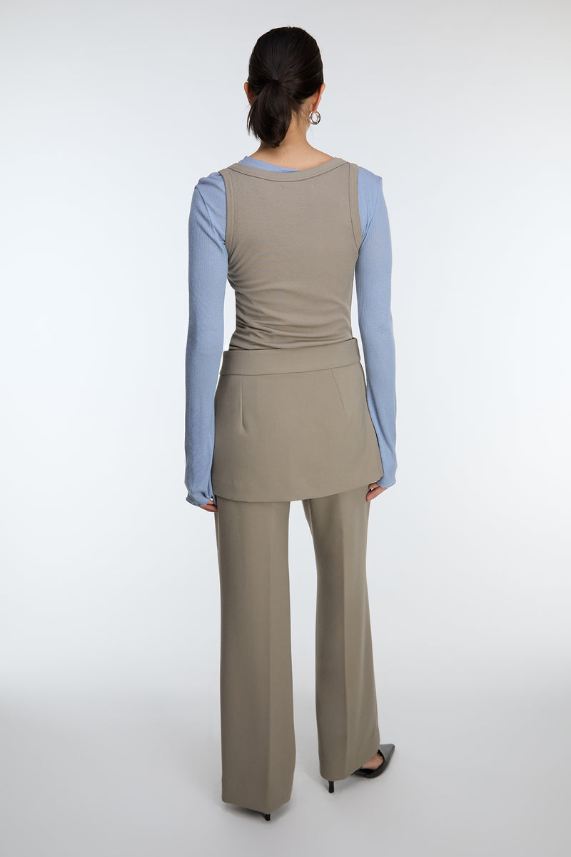 SKIRT-OVERLAY SUITING TROUSER