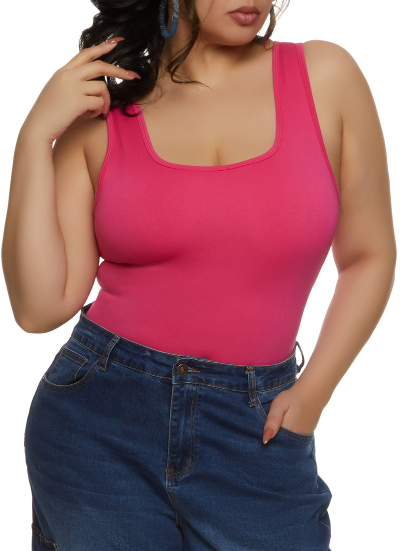 Plus Size Seamless Square Neck Tank Bodysuit