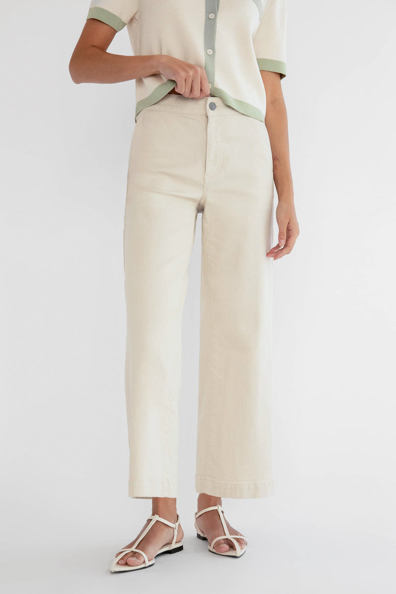 REGULAR LENGTH TWILL WIDE LEG PANT