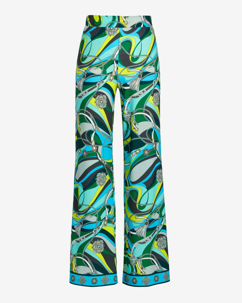 Malibu Print Wide Leg Pant Abstract Belts