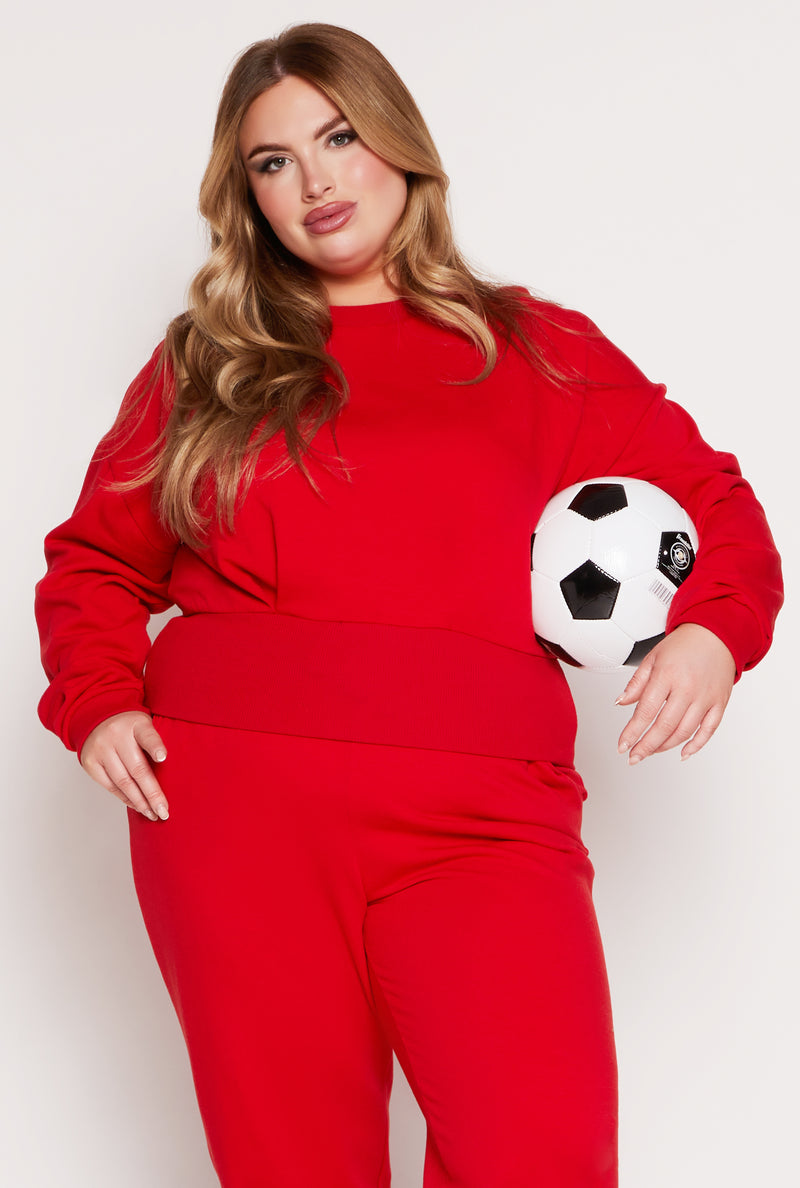 Plus Size Fleece Pullover Sweatshirt