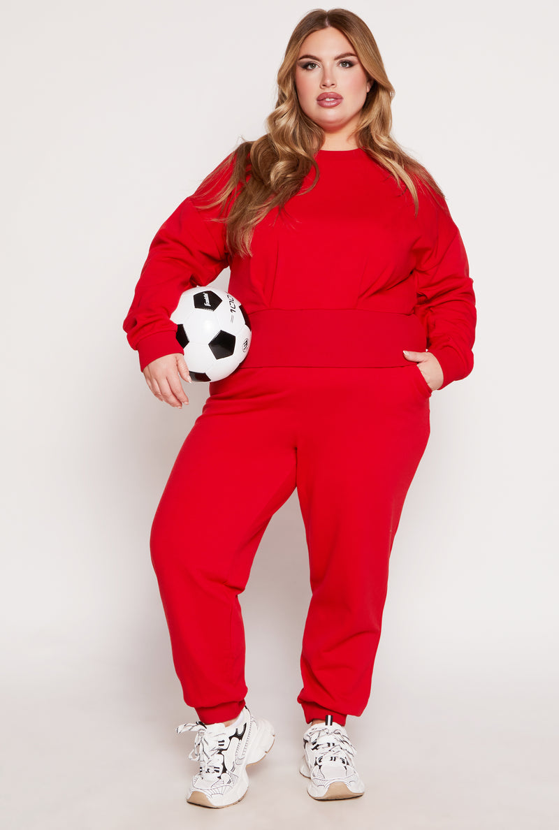 Plus Size Fleece Pullover Sweatshirt