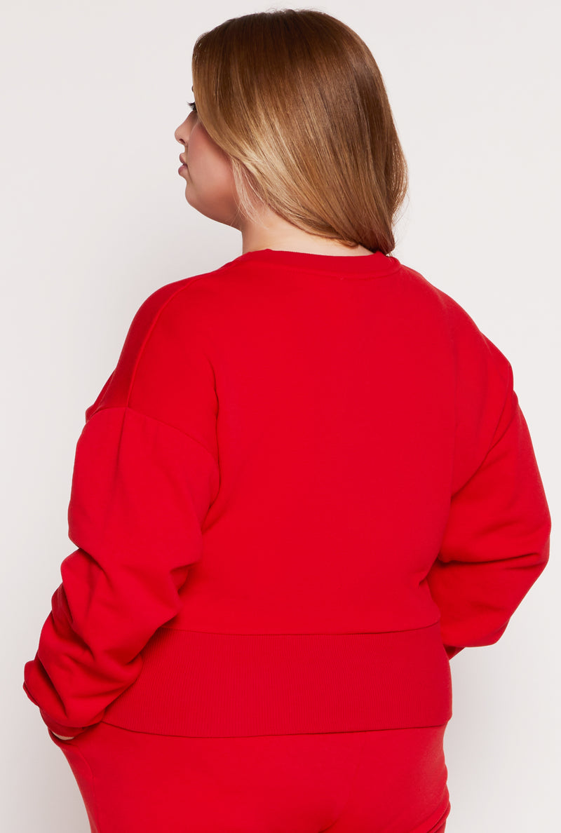 Plus Size Fleece Pullover Sweatshirt