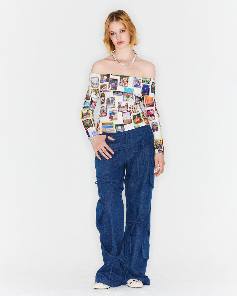 Blue Denim Bow Pants