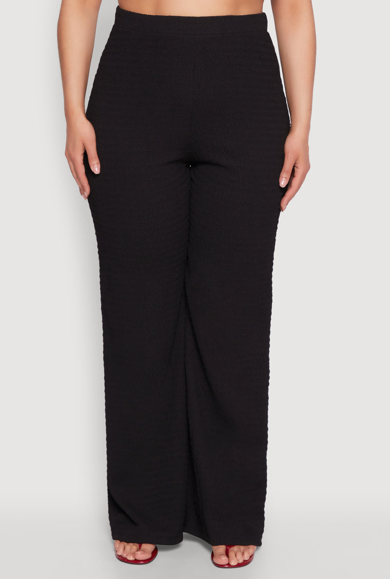 Plus Size High Waisted Textured Knit Pants