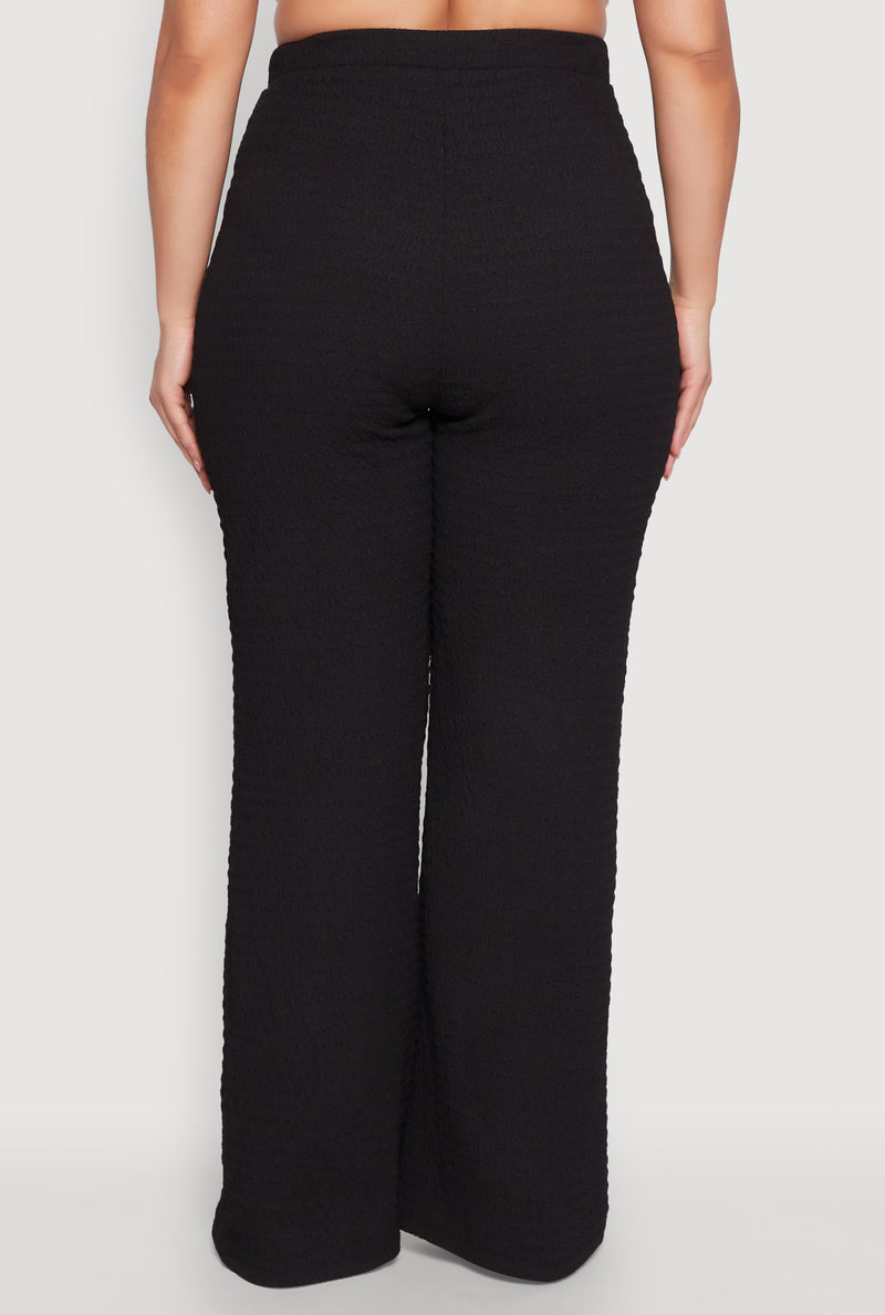 Plus Size High Waisted Textured Knit Pants