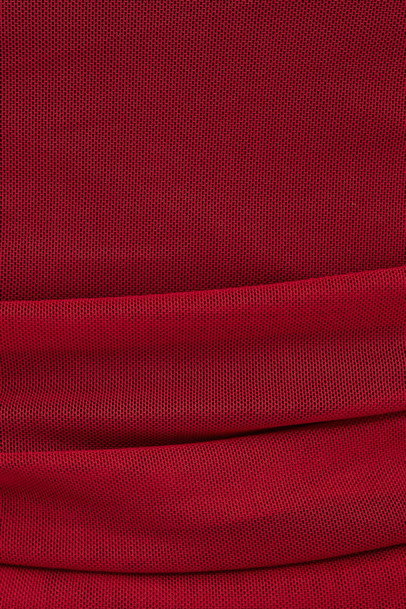 Red Abstract Singlet Lace Crop Top Ribbon Details