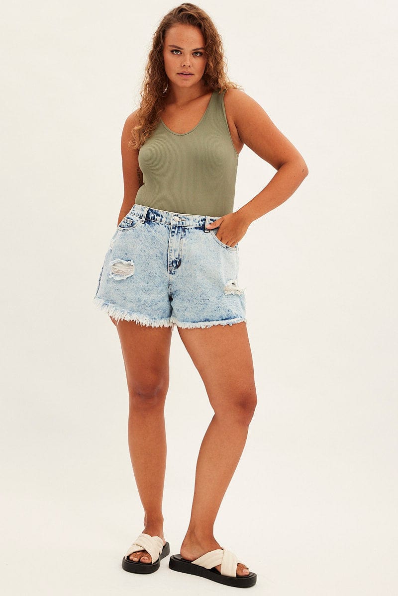 Green Bodysuit Sleeveless V-neck Seamless