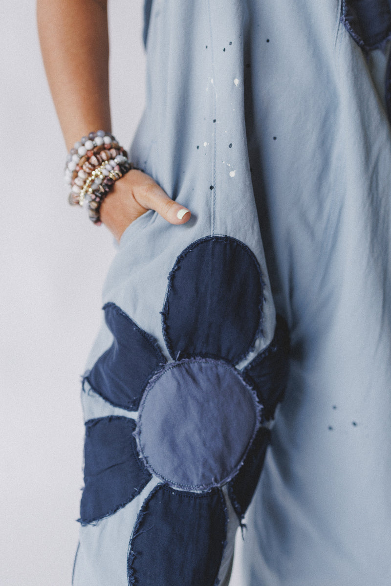 Wild Wish Patchwork Jumpsuit - Blue