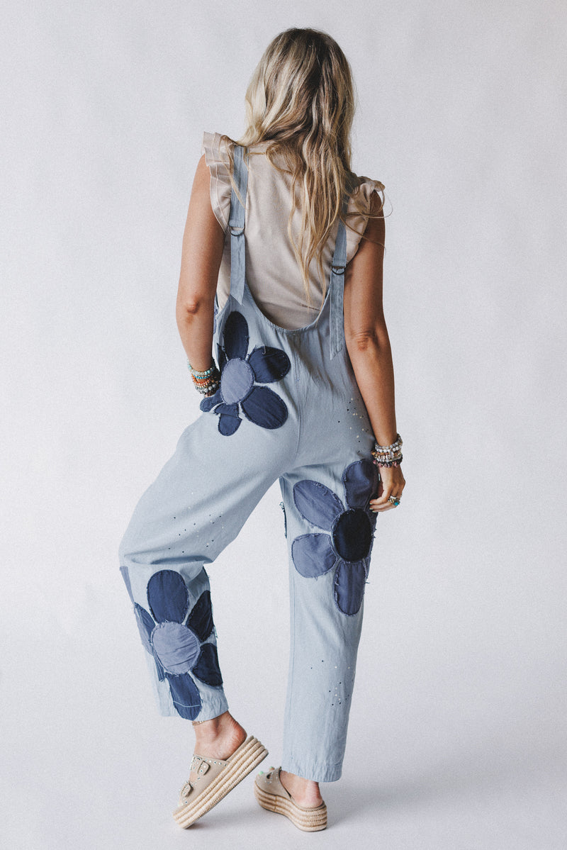 Wild Wish Patchwork Jumpsuit - Blue