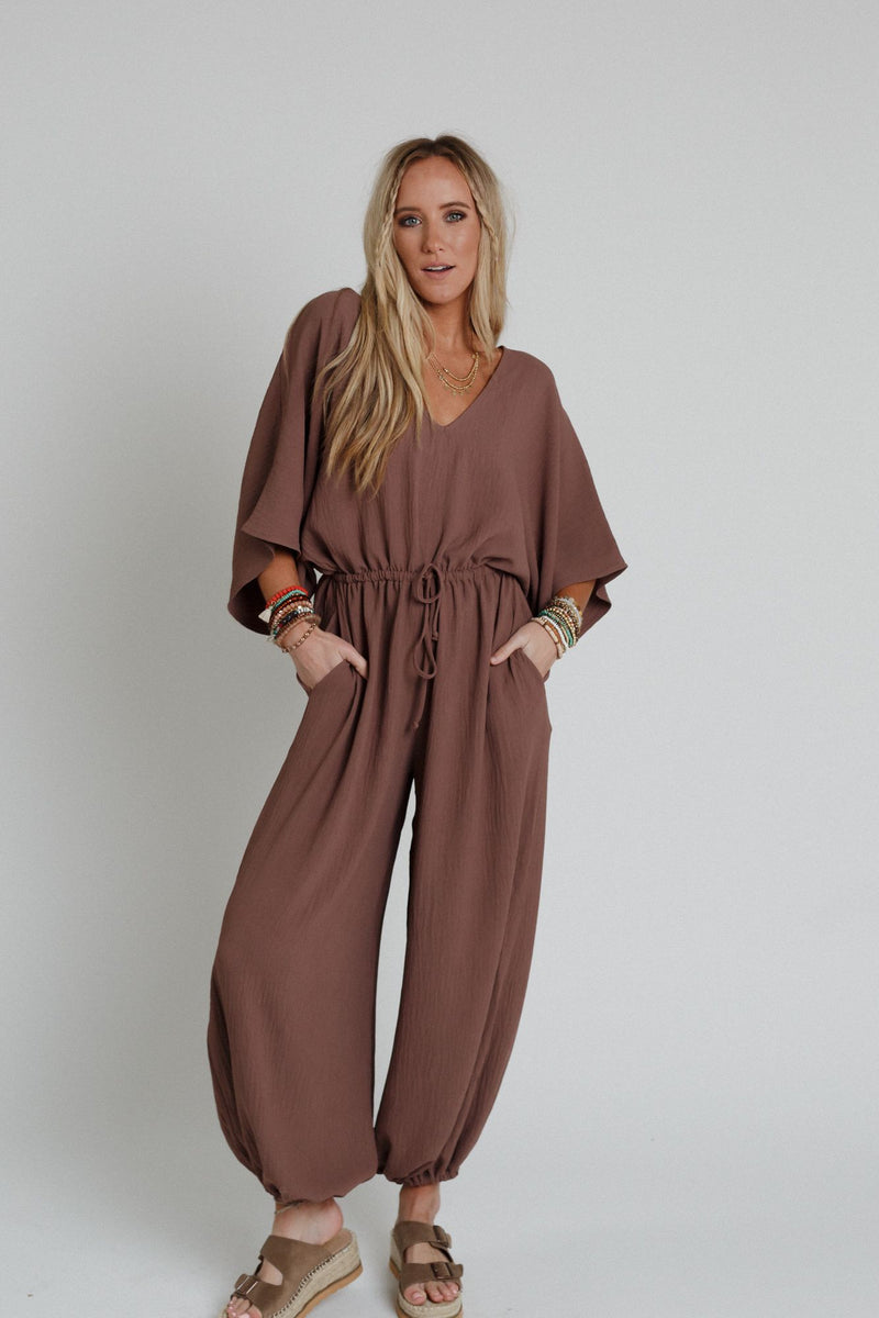 The Nest New Love Relaxed Drawstring Jumpsuit - Mocha