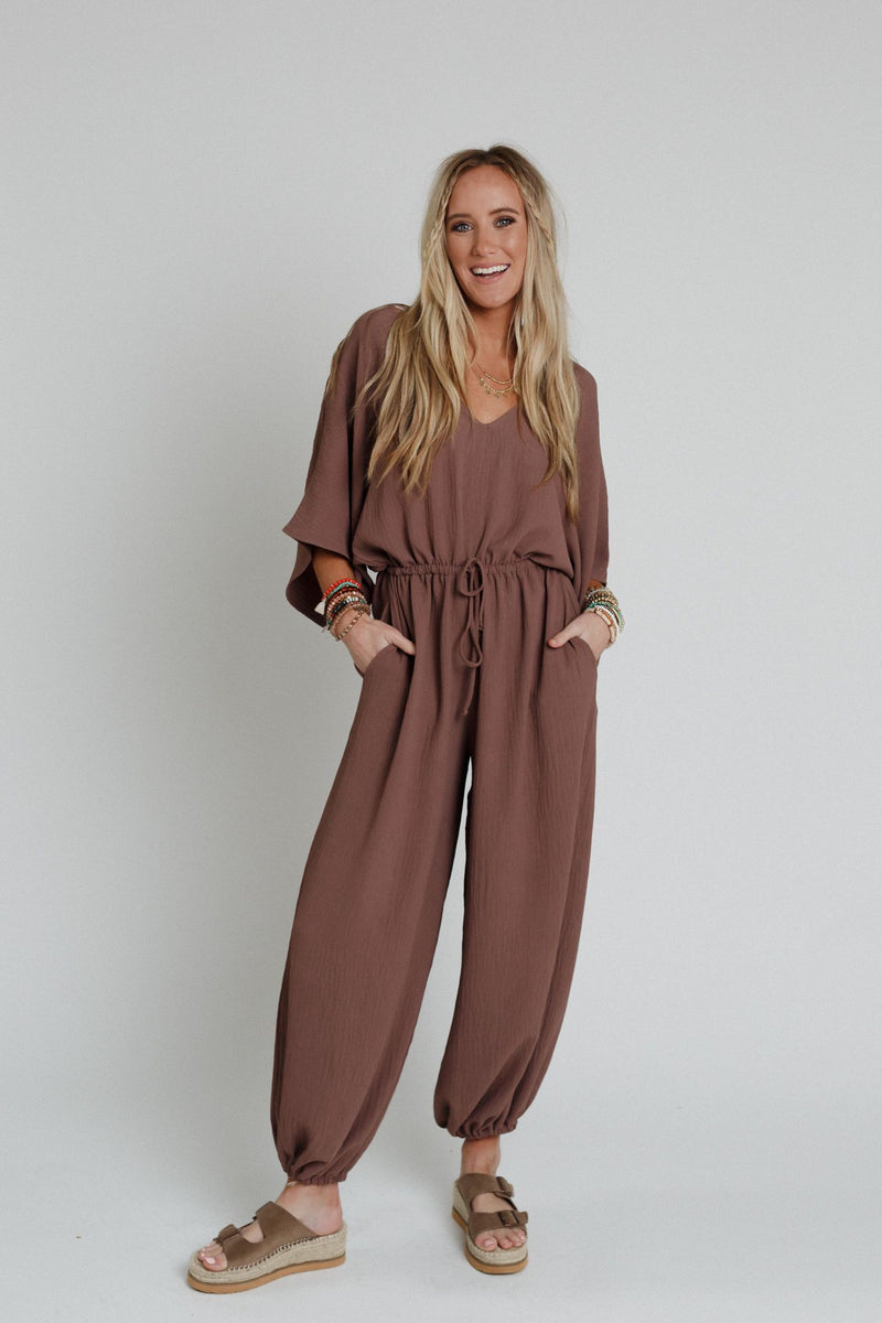 The Nest New Love Relaxed Drawstring Jumpsuit - Mocha