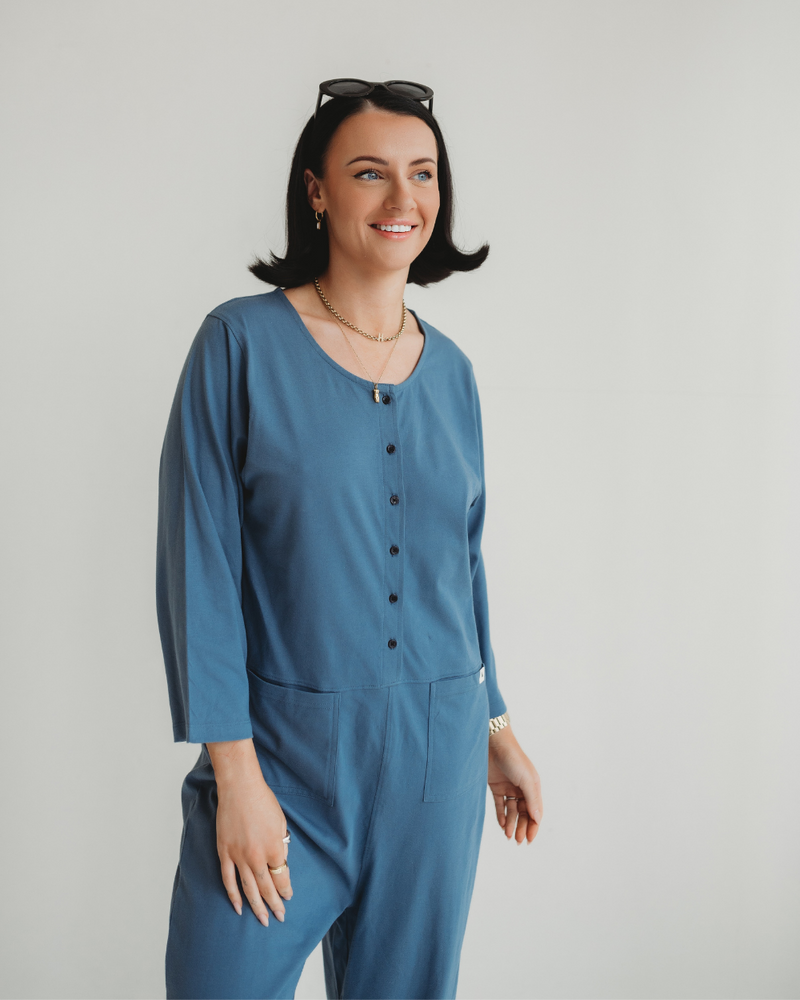 Mila Blue Long Sleeve Jumpsuit