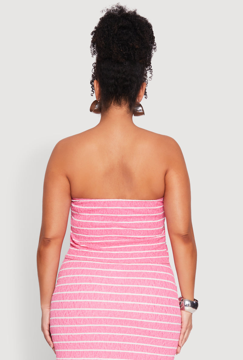 Plus Size Almost Famous Striped Sweetheart Neckline Tube Top