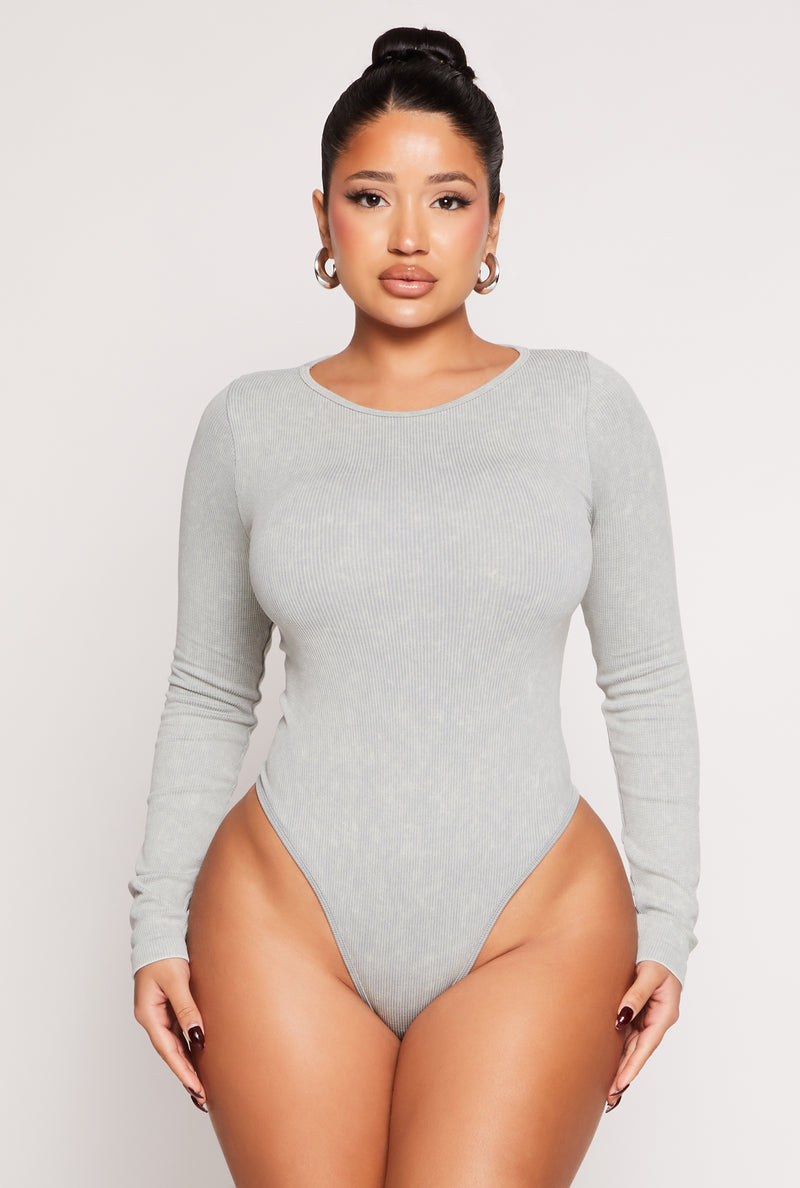 Seamless Acid Wash Long Sleeve Bodysuit
