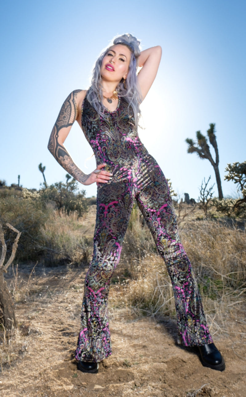 Pink Paisley Burnout Velvet Liberty Onesie
