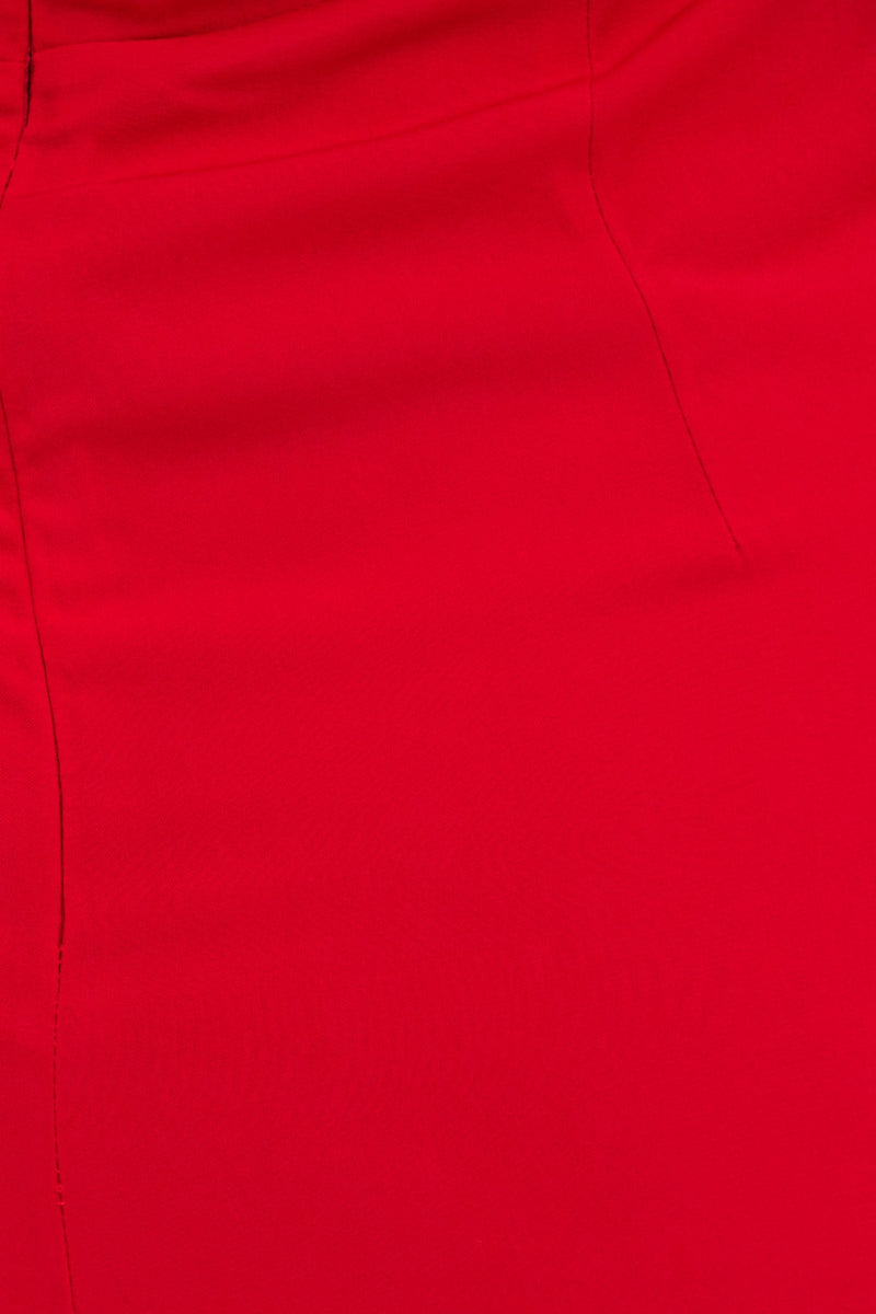 Red Strapless Jumpsuit Detachable Straps Split Leg