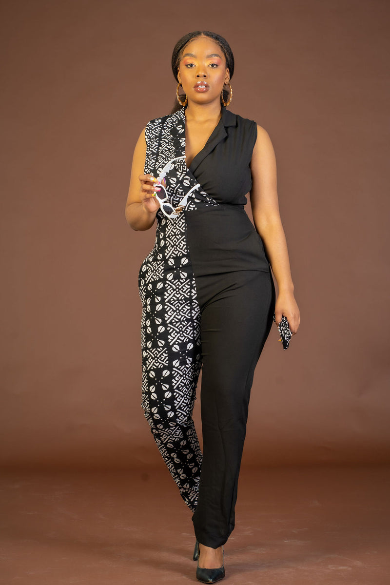 Mimi Ankara Jumpsuit| Black and African Print