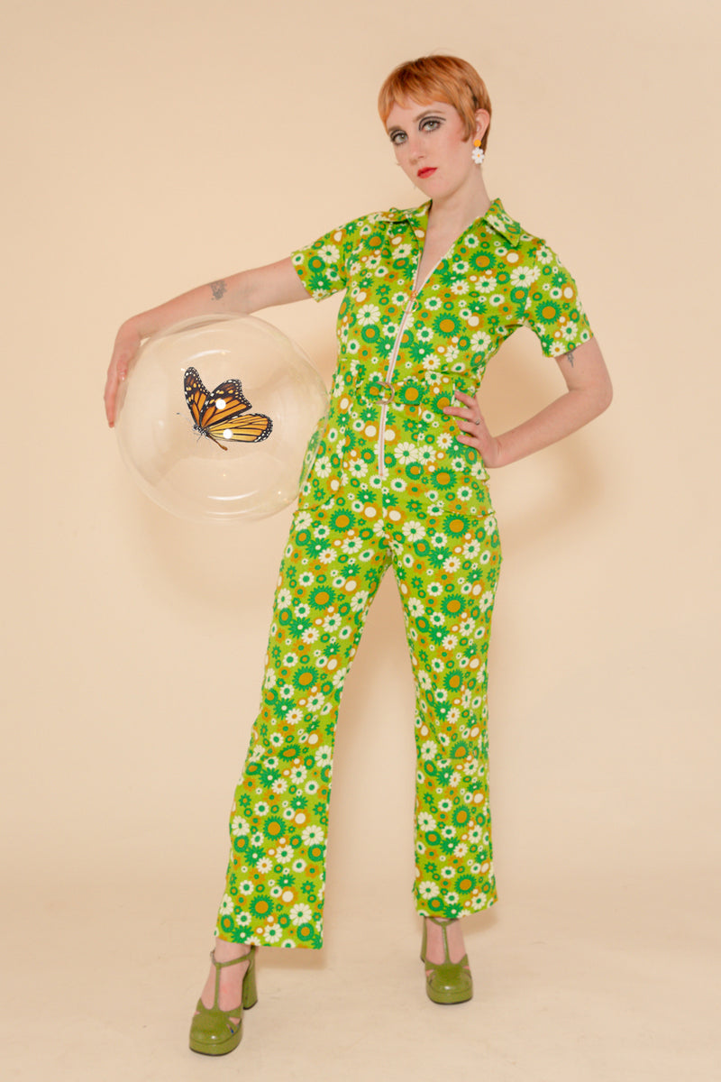 Green Daisy Jumpsuit - size: S