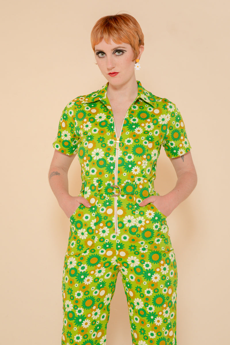 Green Daisy Jumpsuit - size: S