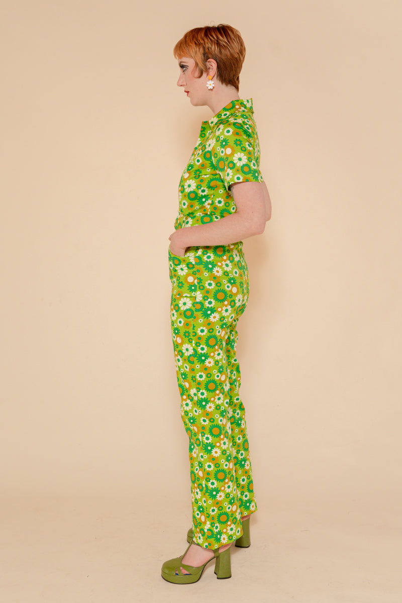 Green Daisy Jumpsuit - size: S
