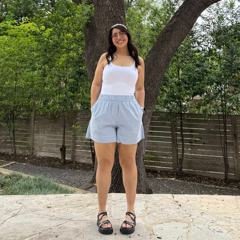 Summer Gingham Shorts - Ocean