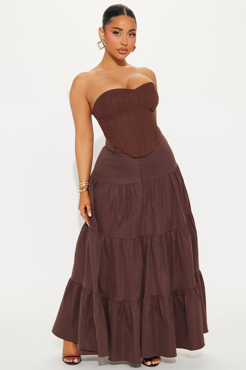 Georgette Linen Corset Top - Chocolate