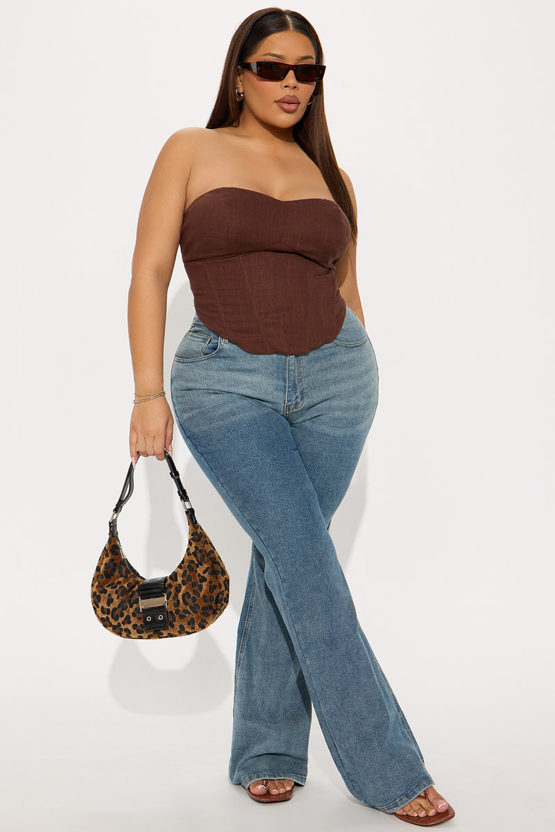 Georgette Linen Corset Top - Chocolate
