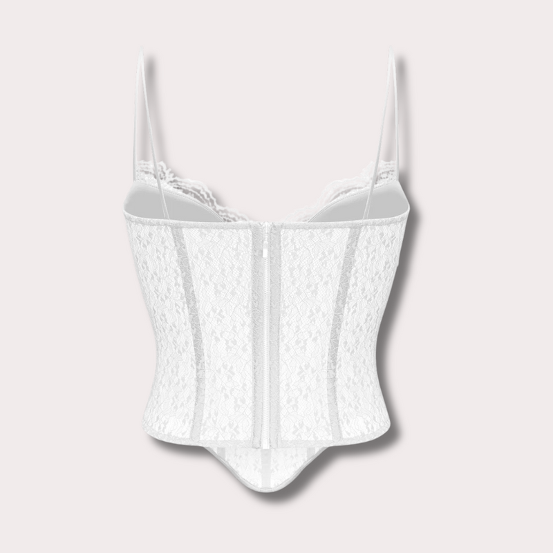 Lace Bustier Corset Top - White