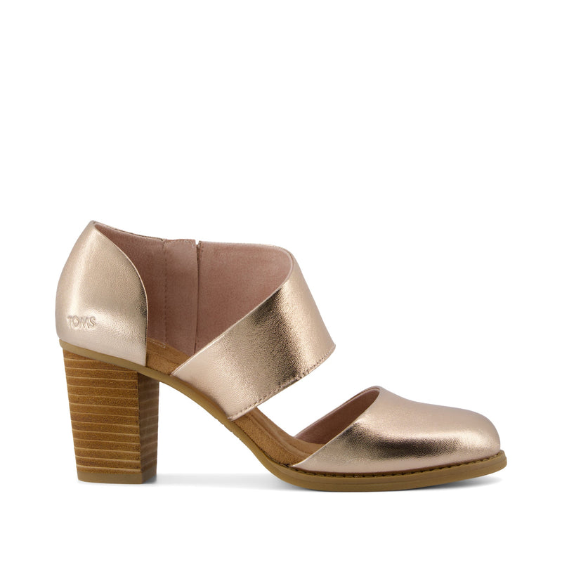 Milan Rose Gold Metallic Nappa Leather Closed Toe Heel