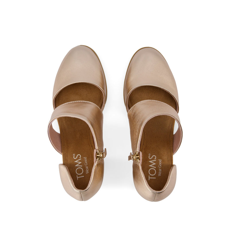 Milan Rose Gold Metallic Nappa Leather Closed Toe Heel
