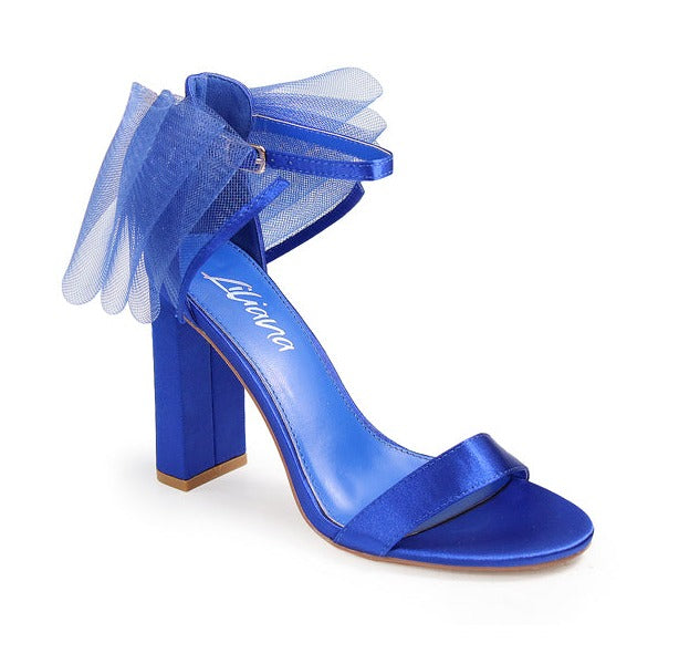 Ankle Strap Block High Heel Bow Sandals Luis-1