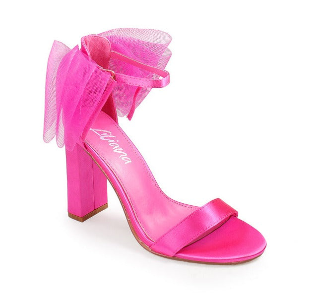 Ankle Strap Block High Heel Bow Sandals Luis-1