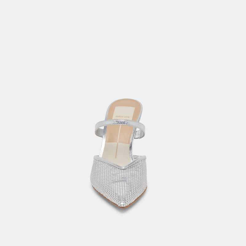 KANIKA MESH HEELS SILVER METALLIC MESH