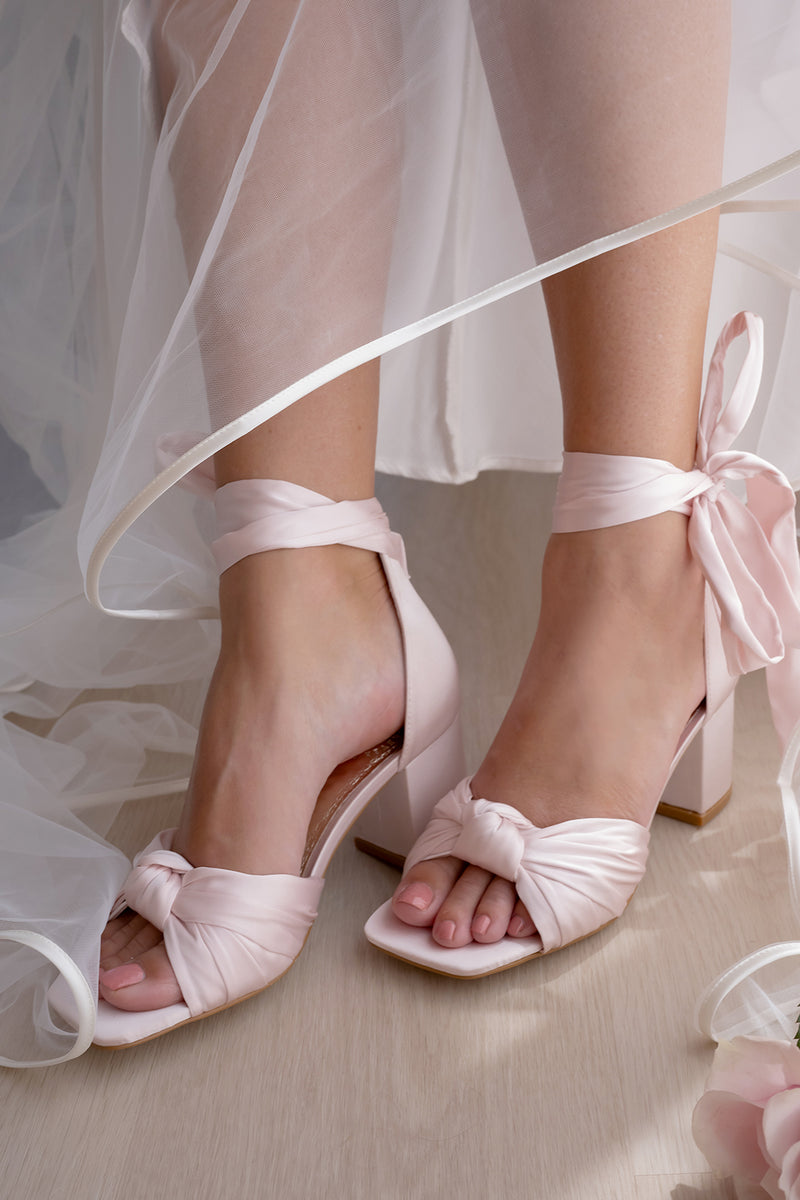 HONEY - PINK BOW SATIN WEDDING SHOES - SALE