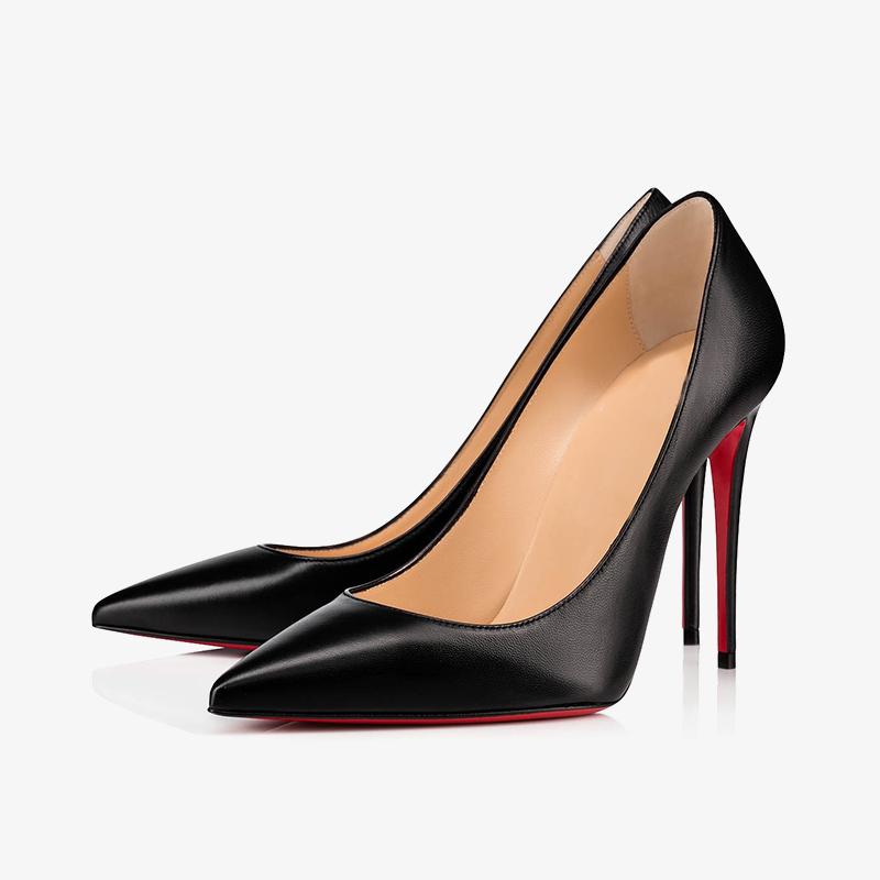 Black Leather Stiletto Pumps 100mm