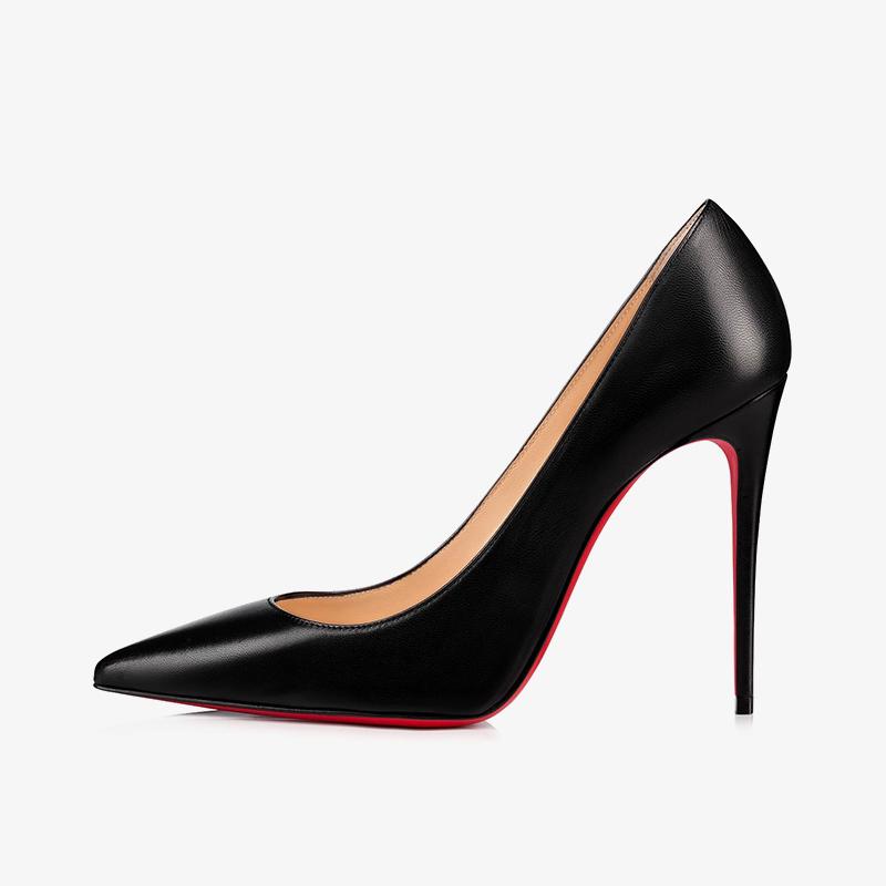 Black Leather Stiletto Pumps 100mm