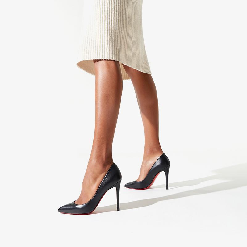 Black Leather Stiletto Pumps 100mm