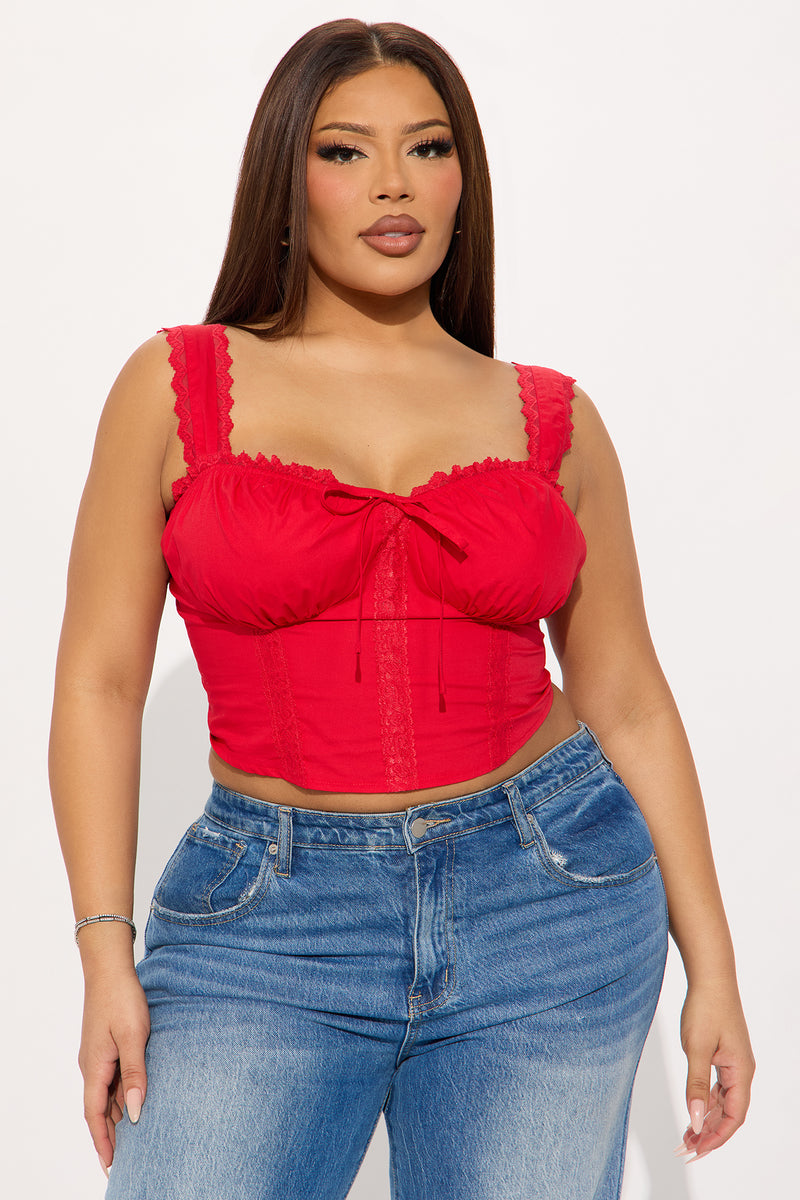 Cottage Core Corset Top - Red