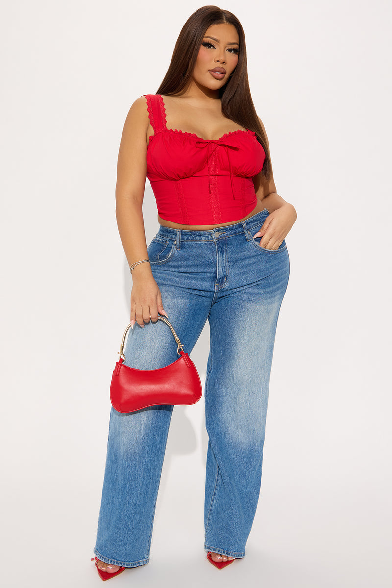Cottage Core Corset Top - Red