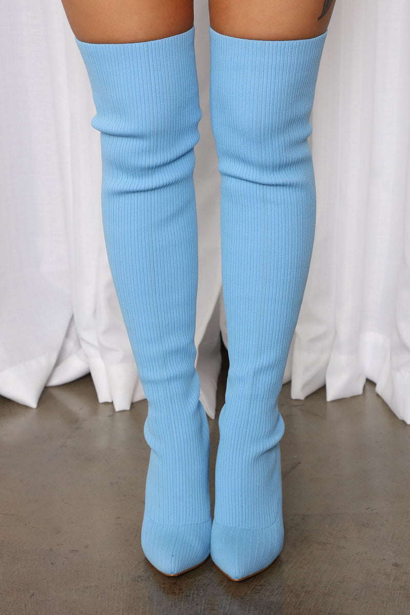 Show Stealer Over The Knee Boots - Blue