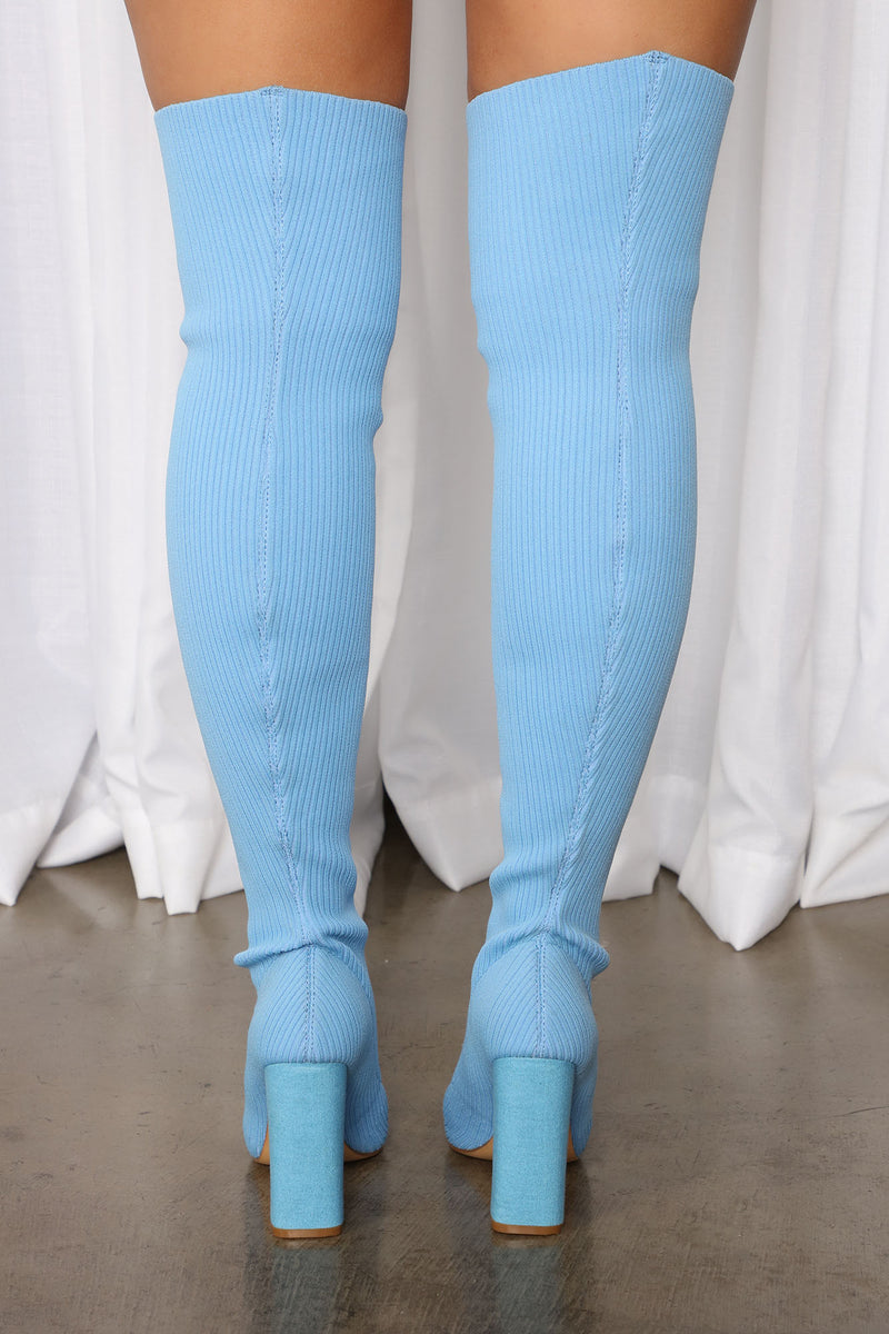 Show Stealer Over The Knee Boots - Blue